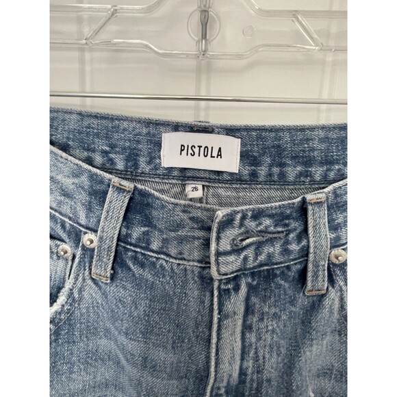 PISTOLA High Rise Wide Leg Jeans Denim Size 26 with patch panel and slide slits - Picture 3 of 8